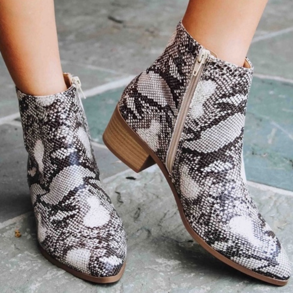 Cityclassified Snake Print Ankle Boots